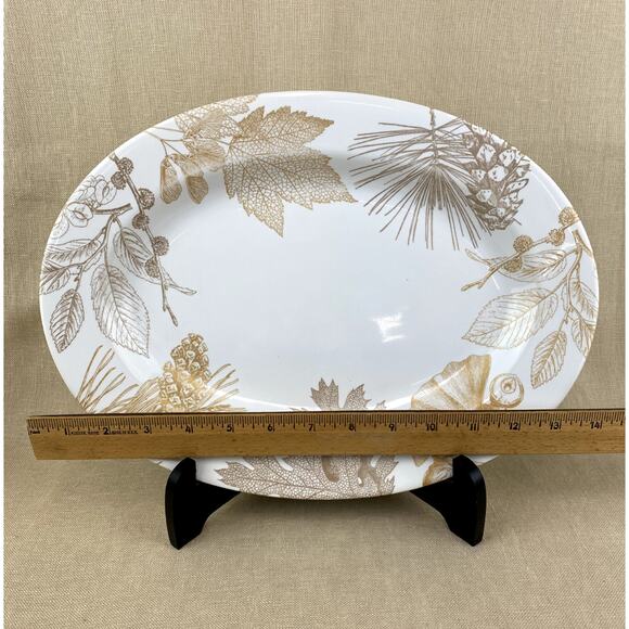 Port Townsand Porcelain Golden Foliage 14in Oval Platter - Picture 6 of 6